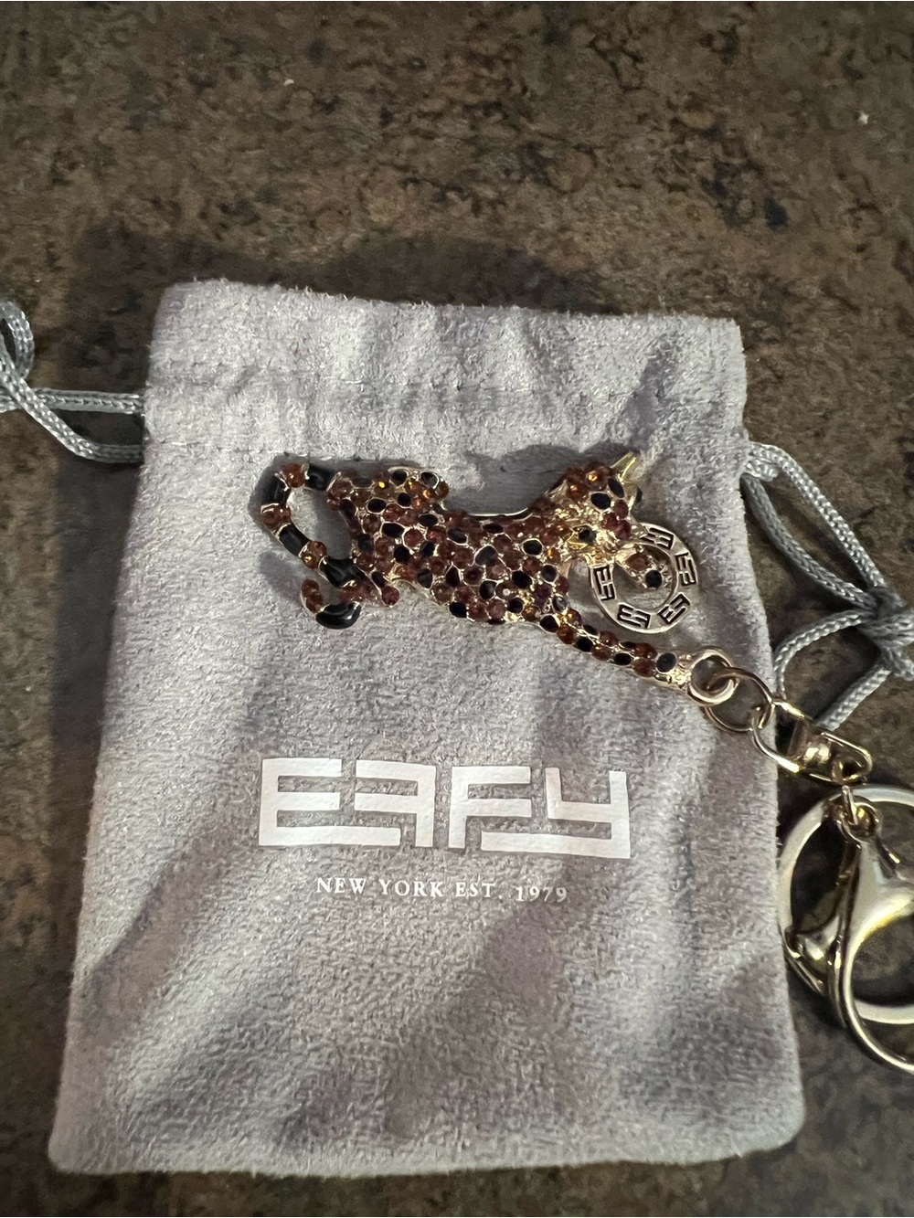 Effy Gold-Tone Leopard Key Chain with Brown Crystal Spots